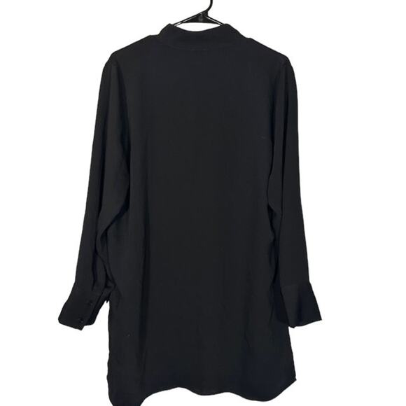 Chico's Black V-Neck Long Sleeve Sailor Collar Side Slit Dress Women Sz 2 12/14 - Picture 2 of 9